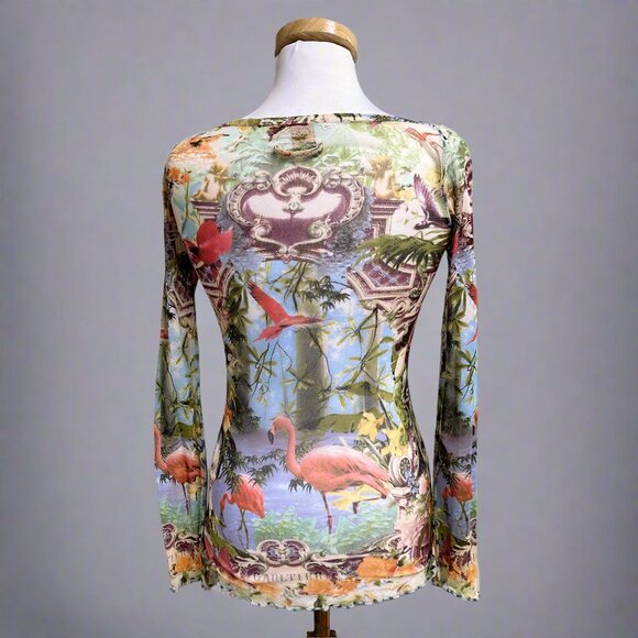 Vintage 90s Jean Paul Gaultier tattoo print top, size S/M - Picture 2 of 4